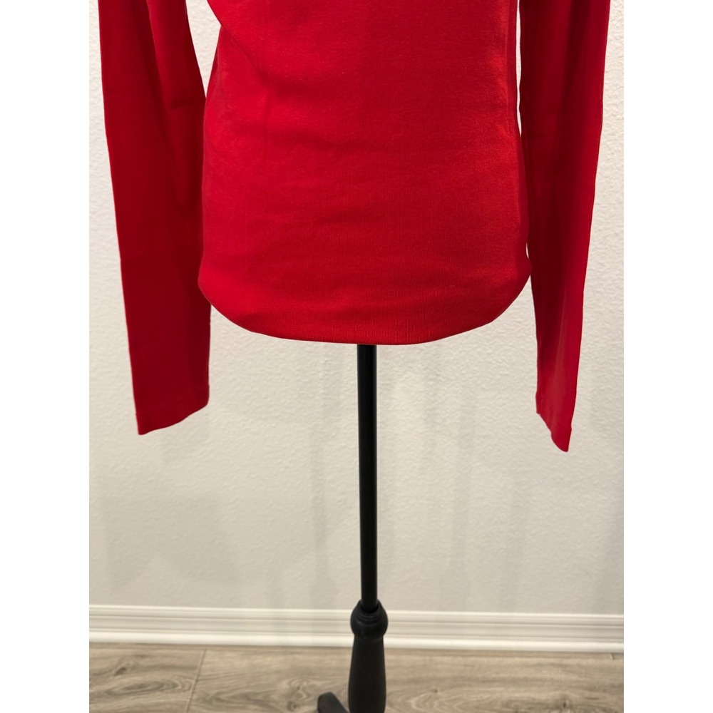 Ralph Lauren Sport Red Long Sleeve Cotton Tee Shirt Womens Large Blue Pony Logo - Picture 4 of 9